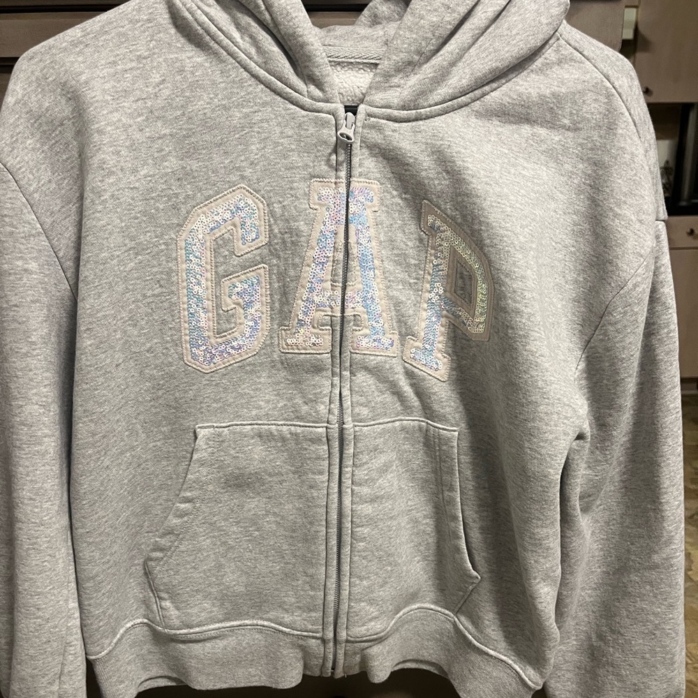 Girls GAP Zip Up Hoodie Size XXL (14/16) Gray